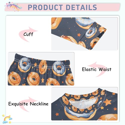 senya Donuts Floating in Space Pajamas Set Long Sleeve Soft Cotton Sleepwear 2 Piece4