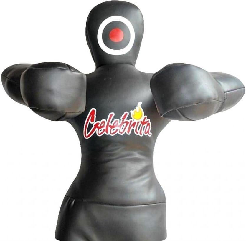Celebrita Italy Punching Bag MMA Grappling Judo Dummy unfilled - Fighting Position MMA331 Leather - Black 70" Up to 55kg/121 lb