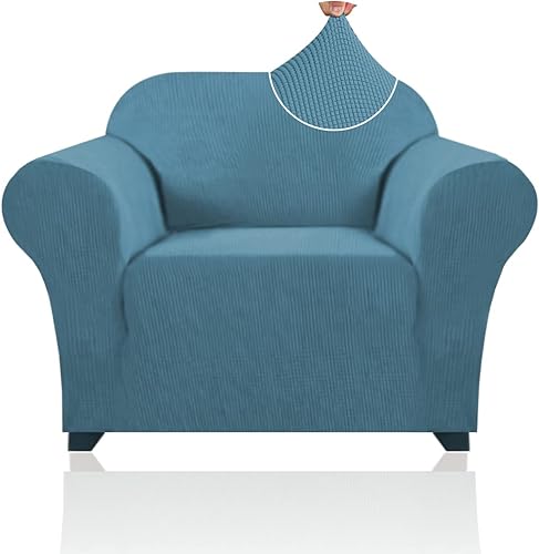 Miniatura 32 de PrinceDeco Funda elástica para sofá de 3 cojines, protector de muebles con parte inferior elástica antideslizante, apta para perros (sofá, azul Azul