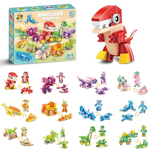SGZIOO Mitgebsel Regalos de cumpleaños infantiles, 12 unidades de mini bloques de construcción, animales 3 en 1, juguete de construcción para niños y niñas de 4 a 12 años, Pascua, Navidad, Halloween