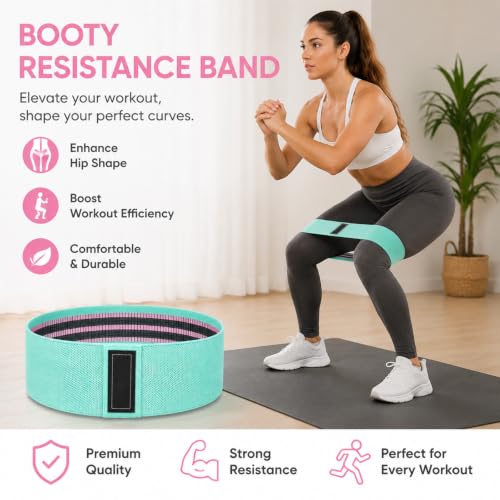 Lot de 3 Bandes Élastiques Musculation en Tissu – Bandes Fitness Antidérapantes avec 3 Niveaux de Résistance pour Yoga, Pilates, Fitness, Squats, Fessiers – vue 5