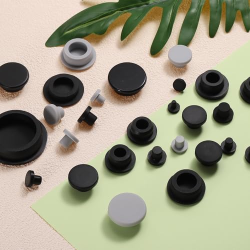 Image of uxcell 20 Pcs Hole Plugs, Heat Resistant Silicone Flush Type Fastener Hole Cover Plug for 24mm(15 /16 Inch) Hole, Round Snap Locking Tubing Plug Hole for Furniture Cabinet, Black