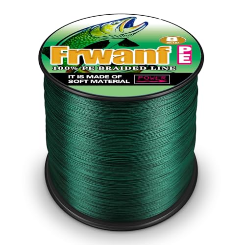 FRWANF 8 Strand Braided Fishing Line - Colorfast - Zero Stretch - High Strength - Abrasion Resistant Braided Line - Thousands of Choices in 9 Colors - Professional Performance in Salt or Fresh Water