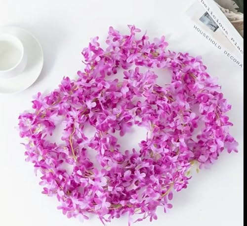 Image of VRB Dec 2 Pcs Artificial Flowers Vine Silk Wisteria Garland Fake Ivy,(6 ft Long) Wedding Decoration Diwali /Ganpati /Christmas Decorations Fake Daisy Floral Vine Silk Hanging Flower for Home (Violet)