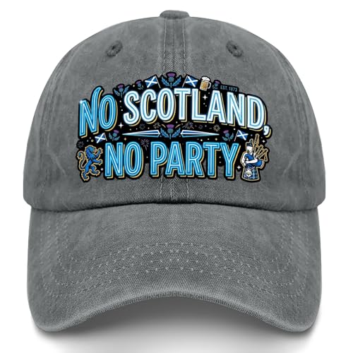 No Scotland No Party Hat for Mens Cool Washed Distressed Baseball Cap Light Grey