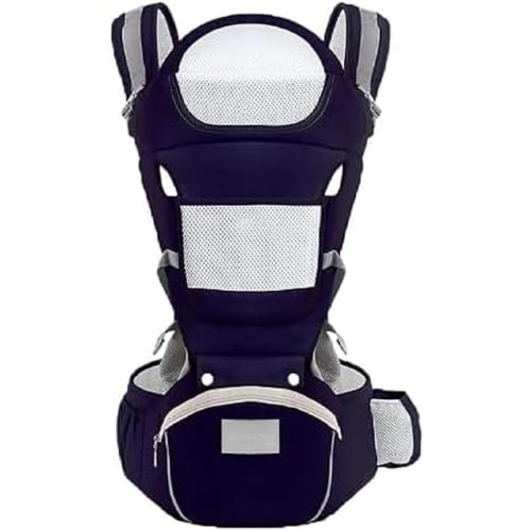 Mobiclinic® kids, Nosidełko ergonomiczne, 6 w 1, Moley, Wielopozycyjne, Składane, Kieszeń z zamkiem błyskawicznym, Podtrzymujący butelki, Miękka premiumowa bawełna, 0-36, Dla noworodków (granatowy)