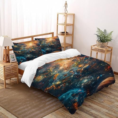 Housse de couette nébuleuse planétaire 200x200 en microfibre haut de gamme - 2