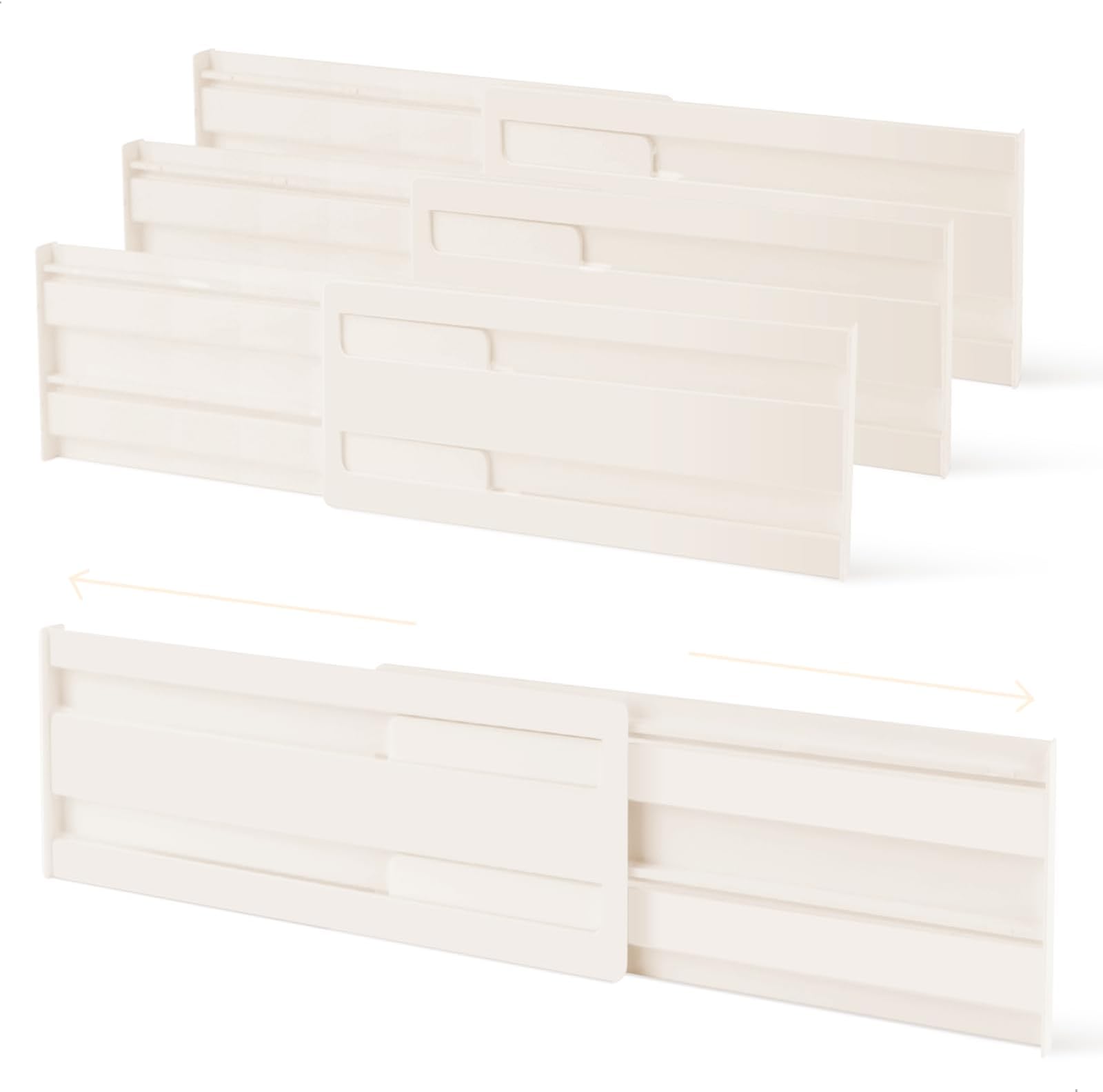Drawer Divider Adjustable Kitchen Drawer Inserts, Drawer Divider, Drawer Organiser Wardrobe for Chest of Drawers Bedroom Cupboard Kitchen 27.5-52 cm, Pack of 4