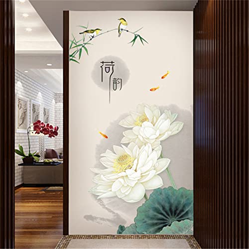 Peinture diamant lotus blanc grand format pour habiller un mur vide