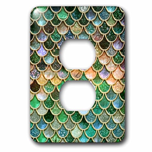 3dRose Multicolor Girly Pink Luxury Elegant Mermaid 2 plug outlet cover