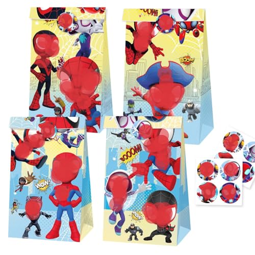 Bolsas de Regalo Spiider Cumpleaños Infantil 12 Piezas Bolsas de Papel Caramelos con 12 Pegatinas, Bolsas de Dulces Bar de Caramelos Regalos Inicio Escolar Obsequios Suministros para Fiesta Bolsas Bolsas de Regalo Spiider Cumpleaños Infantil 12 Piezas Bolsas de Papel Caramelos con 12 Pegatinas, Bolsas de Dulces Bar de Caramelos Regalos Inicio Escolar Obsequios Suministros para Fiesta Bolsas