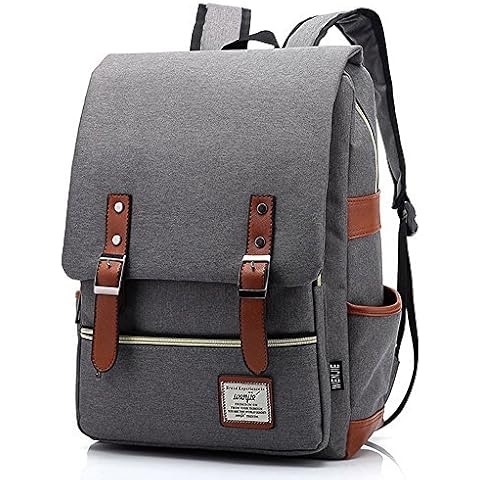 Mn&Sue School Laptop Backpack British Style Daypacks Waterproof Oxford Shoulder Bags for Men Women Travel Outdoor Sport Rucksack Gray Cover