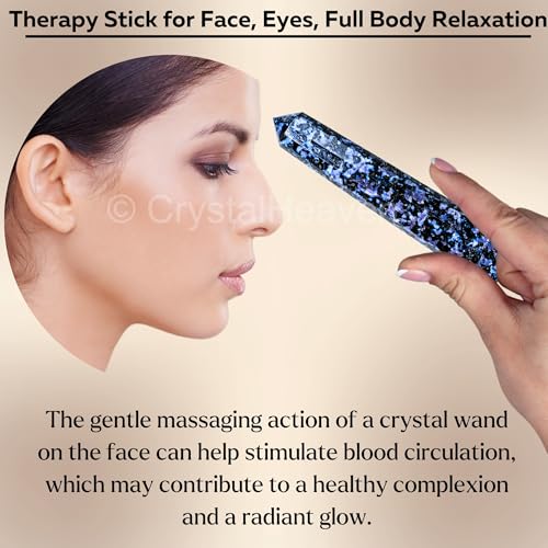 Image of Certified Indigo Gabbro Crystal Wand - Pointed Crystal Wand for Energy Healing, Chakra Balancing, Meditation and Home Decor - Crystals and Healing Stones for Gift