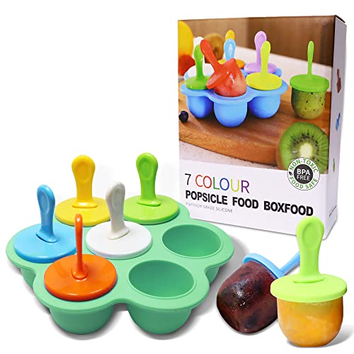 Image of Silicone Popsicle Molds 7-cavity DIY Ice Pop Mold with Colorful Sticks For egg biting ice cream molds storage containers non stick cake molds(Mint Green)