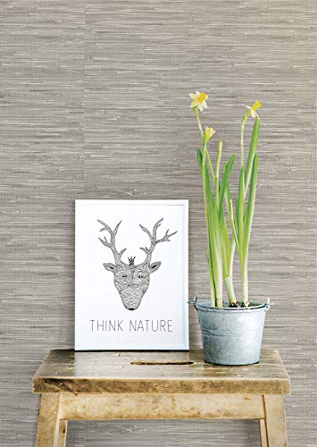 Nuwallpaper Nu2276 Tibetan Grass Cloth Peel And Stick Wallpaper, 20.5" , Gray #TOP2