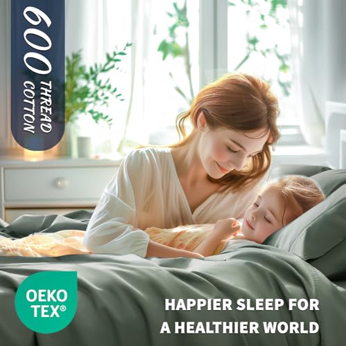 image for Shilucheng 100% Cotton Queen Size Sheets Set - 600 Thread Count，Luxu