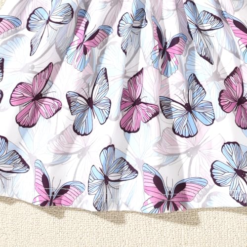 Image of fioukiay Toddler Girls Fall Clothes Set Little Girls Butterfly Tunic Tops Leggings Outfit Boutique Clothing(Purple, 2T)
