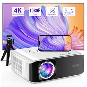 Smart Beamer 4K, Kompatibel mit Netflix & 35000L AI-Autofokus/Trapezkorrektur, XuanPad Beamer mit WiFi6 & Bluetooth, 210° Drehbarer Heimkino/Outdoor Projektor für Handy/PC