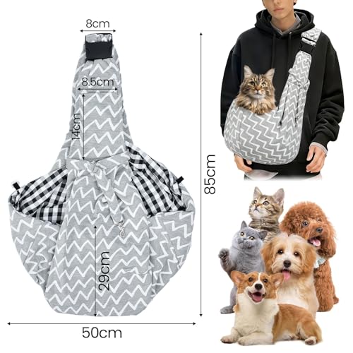 VGECEE Hundetragetasche Bis 7.5KG Tragbare Hundetasche Wandern Tragetasche Fronttasche Hund Hunderucksack Hundetragetuch Reisetasche Umhängetasche Hundetragebeutel Tasche Haustiere für Spaziergang