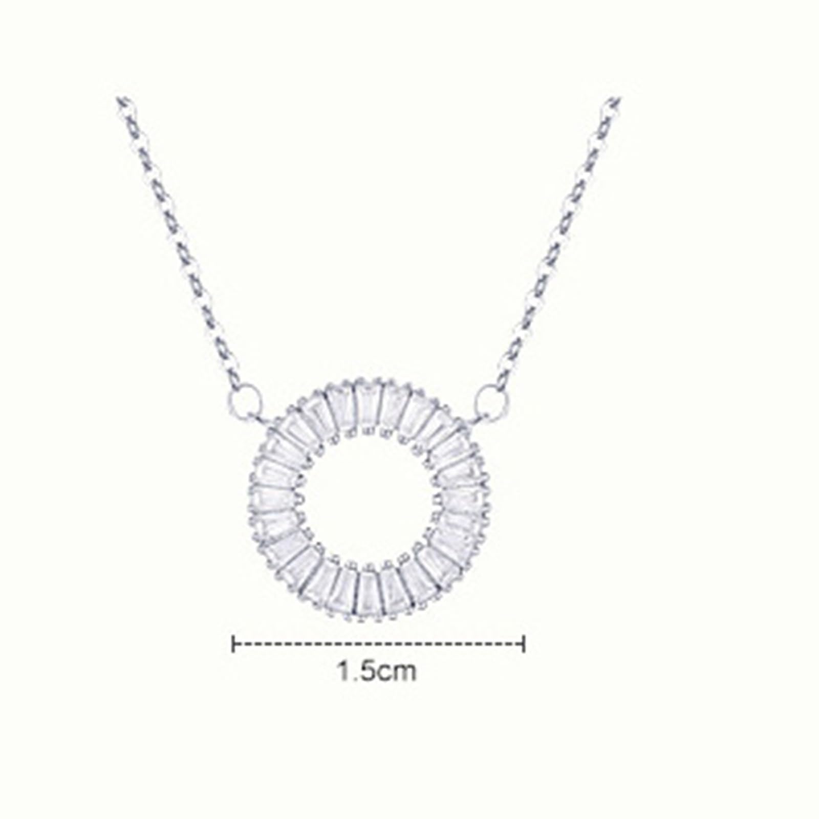 Collana In Oro Bianco 375/585/750, Ciondolo Collana Donna Cerchio con Diamante Lab, Catena Regolabile 40+5 cm