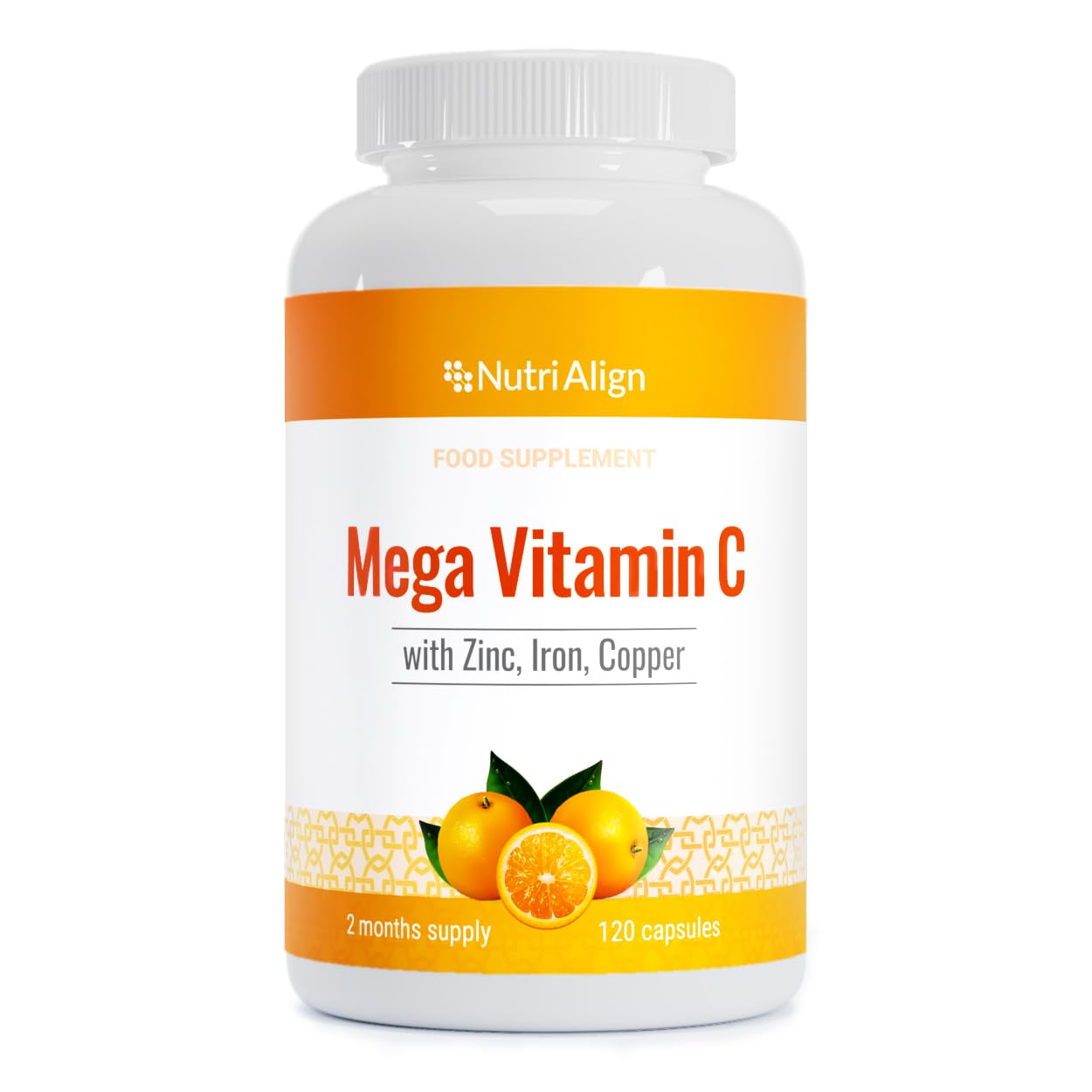 Mega Vitamin C | 120 High Strength Vitamin C Capsules 1000mg VIT C per Serving - VIT C and Zinc, Iron & Copper Supplement | Gluten & Sugar Free | Made in The UK