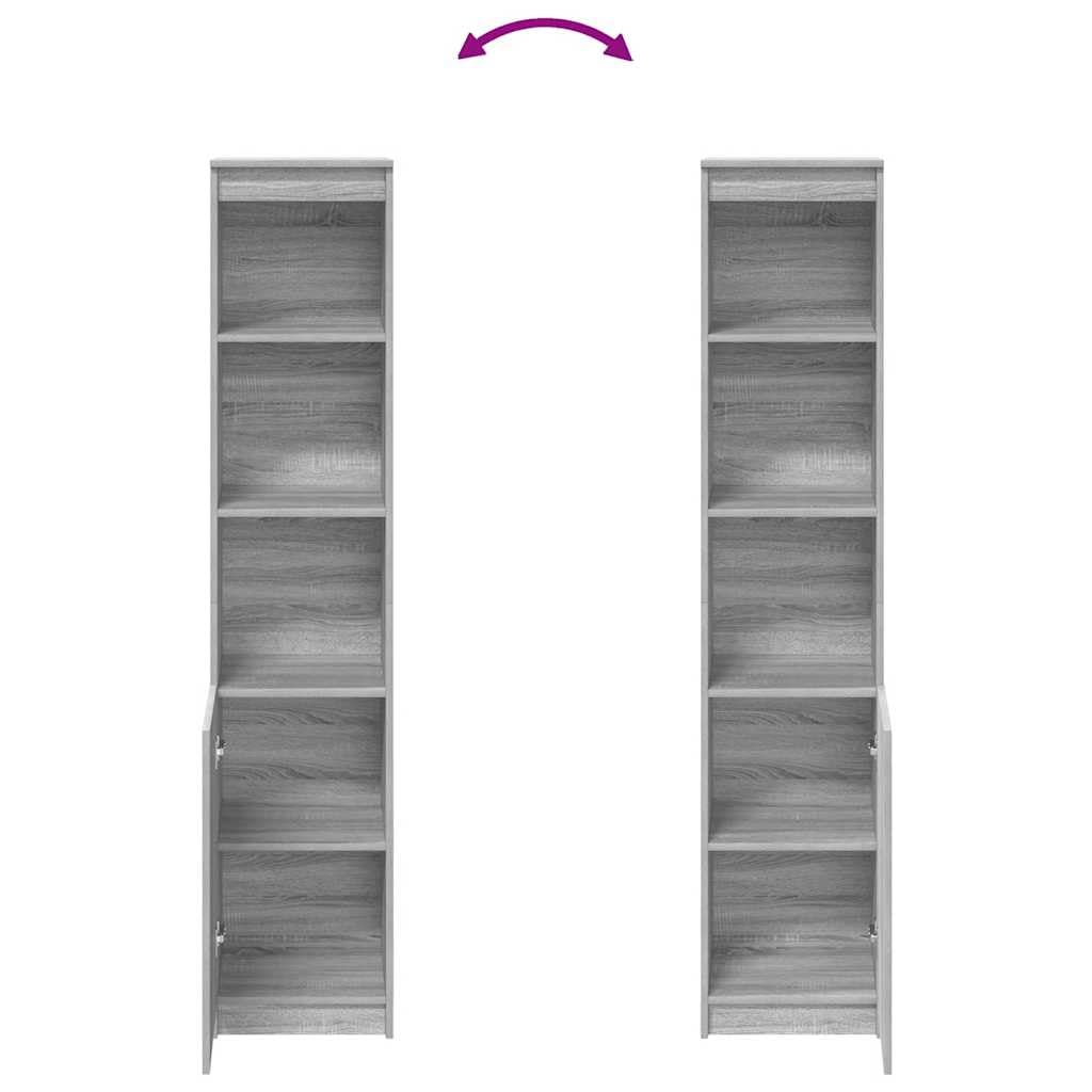Gris Sonoma Highboard 37,5 x 35 x 180 cm de material de madera con montaje flexible para puerta izquierda o derecha, versátil como armario de cocina o armario de almacenamiento para áreas