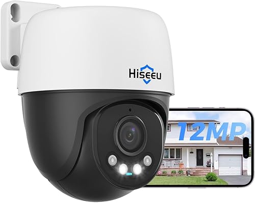 Miniatura 10 de Hiseeu 【Panorámica de 360°】 Cámara de seguridad PoE 4K 8MP para exteriores, panorámica de 355° e inclinación de 90°, cámaras para seguridad del