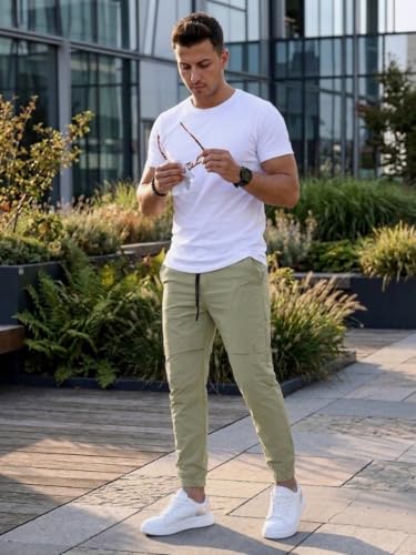 Image of ANNI Designer Men Cargo Pants Cotton Solid | Cargo Pants for Men | Mens Cargo Trouser | Multi Pocket Cargo Pant Regular Fit | Casual Stylish Bottom Wear for Mens Comfortable Clothing