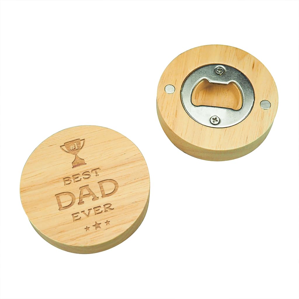 Engraved ‘Best Dad Ever’ Magnetic Bottle Opener - Birthday Keepsake For Dad - Fathers Day Present For Daddy - Beer Gifts For Men Him - Drinking Accessories
