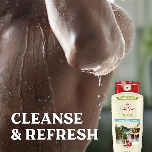 Image of Old Spice Cleansing Body Wash for Men, 24 /7 Shower Fresh with Lasting Scent, Cleanse & Refresh, Gentle on Skin, Vitamin B3, Timber with Sandalwood + Cypress Scent, 18 oz (Pack of 4)