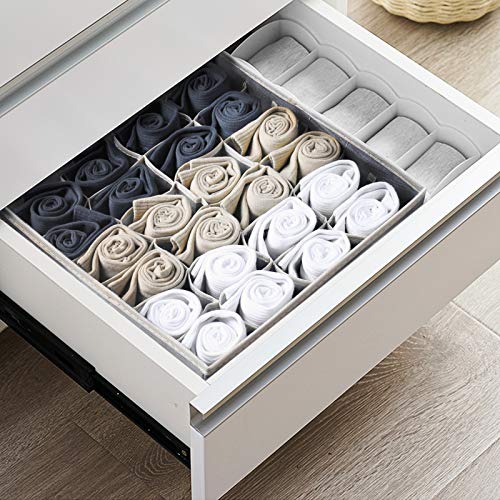 Bessrung 2PCS Bra Storage Organizer for Drawers, Foldable Underwear Organizer Drawer Storage Divider Boxes for Women Lingerie (Grey)