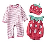 UNIQUEONE Toddler Baby Halloween Cute Strawberry Print Fancy Costume Jumpsuit Outfits 3PCS size 18-24months/Tag90 (Strawberry)