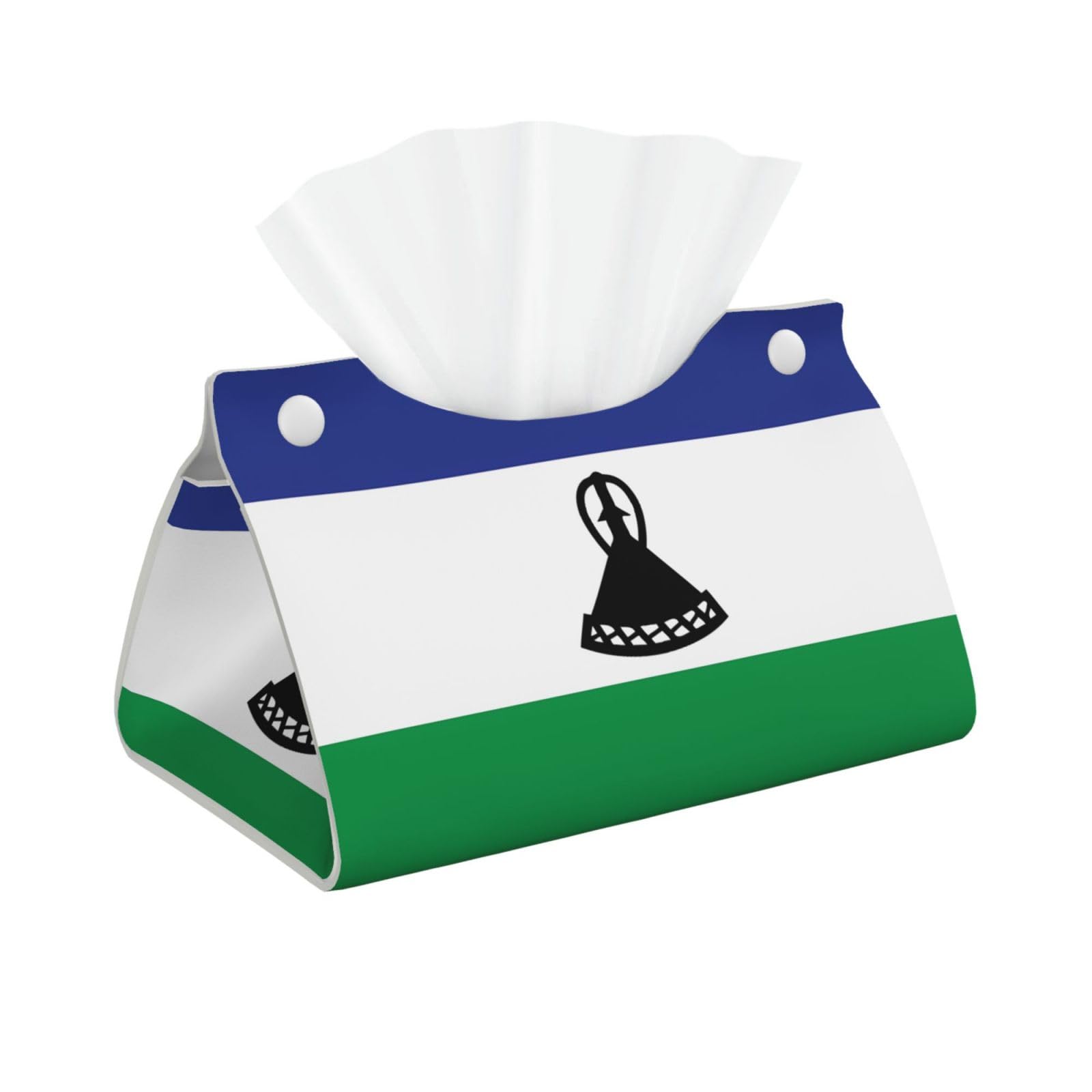 Flag of Lesotho Long Leather Tissue Box Cover-Waterproof PU Leather Tissue Holder for Bathroom, Decorative Rectangular Tissue Case