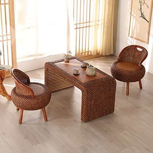 Wooden Rattan Chairs, Portable Rattan Backrest Chair For Bedroom, Lounge Seat, Natural Rattan Patio Dining Chairs, For Indoor Outdoor (Color : Walnut, Size : 50 * 58Cm) #TOP2