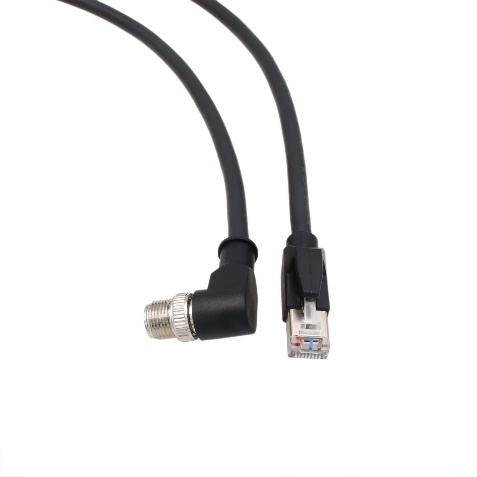 HangTon Cable Ethernet para sensor Cognex Basler, ángulo recto, M12, 8 pines, codificado en X, RJ45, CAT 6A, Gigabit, datos de red de alta velocidad, escudo flexible de 10 m