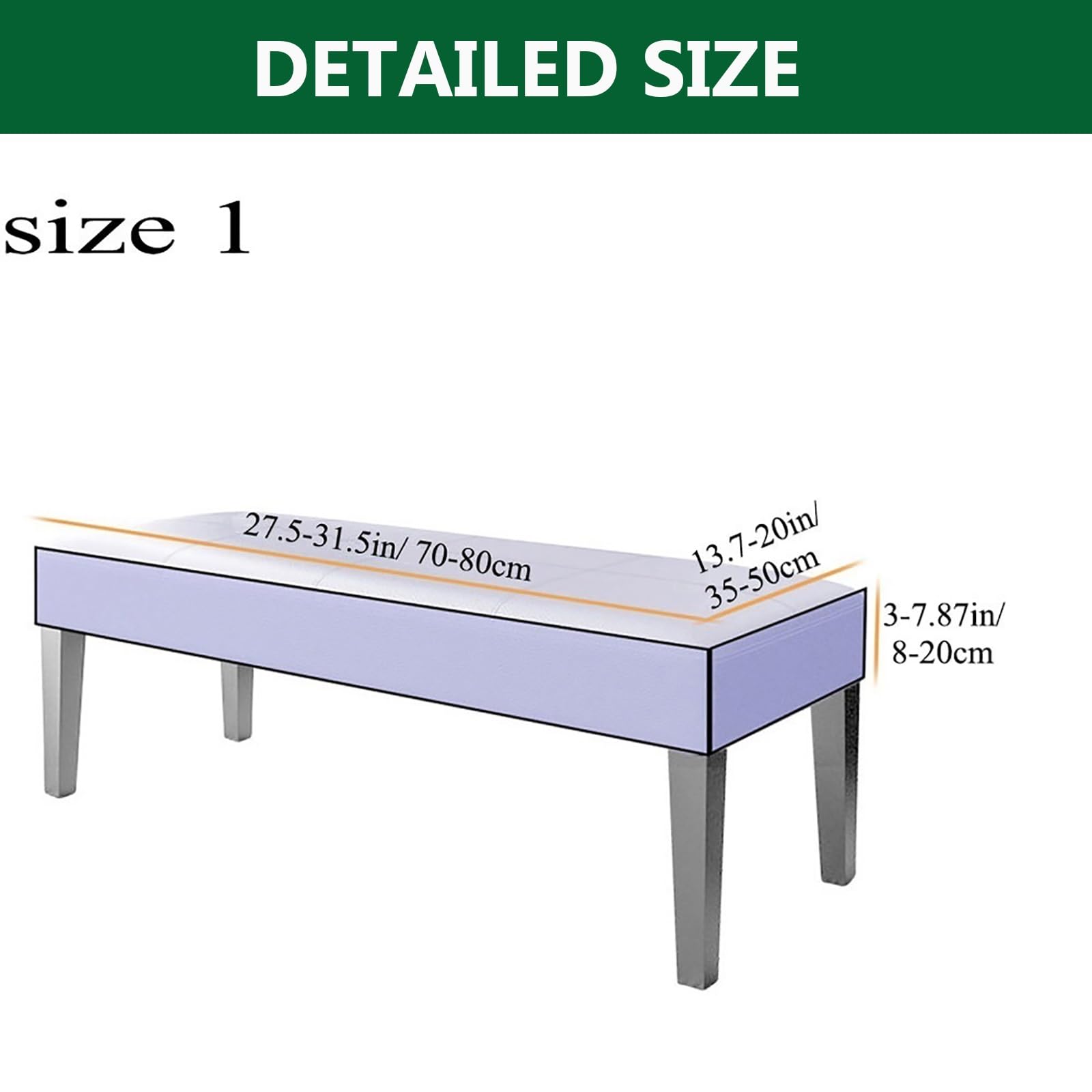 Copertura per panca da pranzo, rimovibile, elasticizzata, lavabile, per sedie rettangolari, ideale per sala da pranzo, soggiorno, cucina (colore blu navy, 65-80 cm)