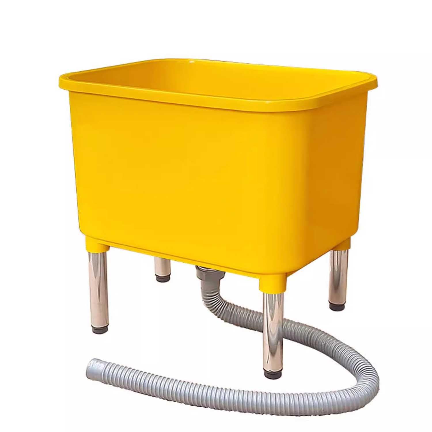 Plastic Floor Mop Sink With 25cm Deep Basin, Movable Mop Sink Service Basin with Large Diameter Drain Spout for Laundry Backyard Kitchen Garage