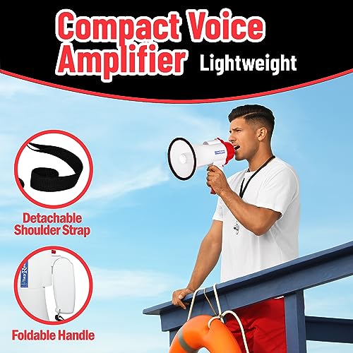 Megaphone Bullhorn | 30-Watt Bull Horn Speaker with Record & Play | Plus Voice Changer for Adults with Siren & Whistle | Blow Horn Loud Speaker with Bluetooth Connection - Thumbnail 6