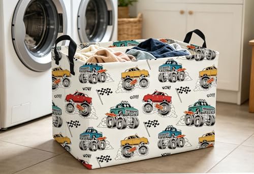 Image of Essme Rectangular Monster Truck Baskets, Car Storage Bins with Handles for Car Decor, Racing Storage Bin(Monster truck)