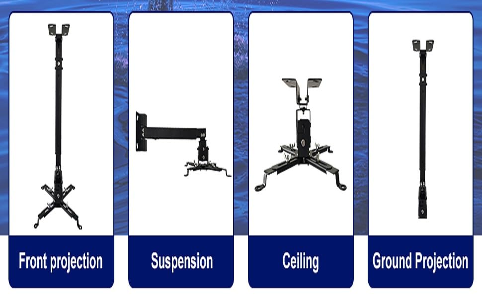 Image of 5ft Heavy Duty Adjustable Projector Ceiling Mount Stand, Universal Projector Wall Mounting Bracket Kit with Swivel, Tilt & Height Adjustments (42 Inch to 60 Inch) (Black)