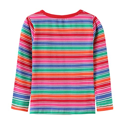 Aisyee Boys Rainbow Striped Shirts Long Sleeve Cotton T-Shirts for Kids Girls Crew Neck Tees2