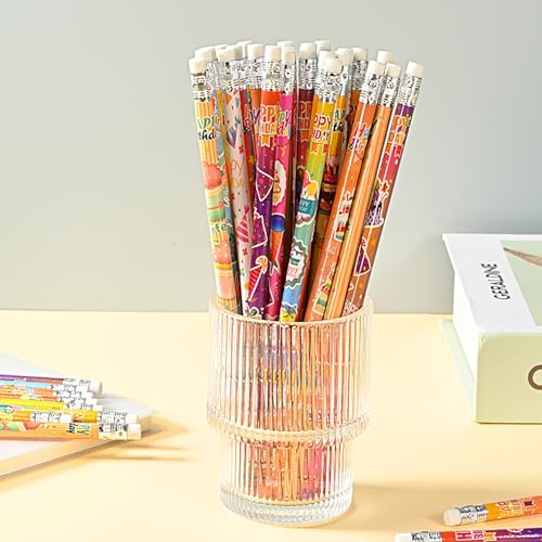 48 lápices multicolor con borrador para cumpleaños miniatura 4