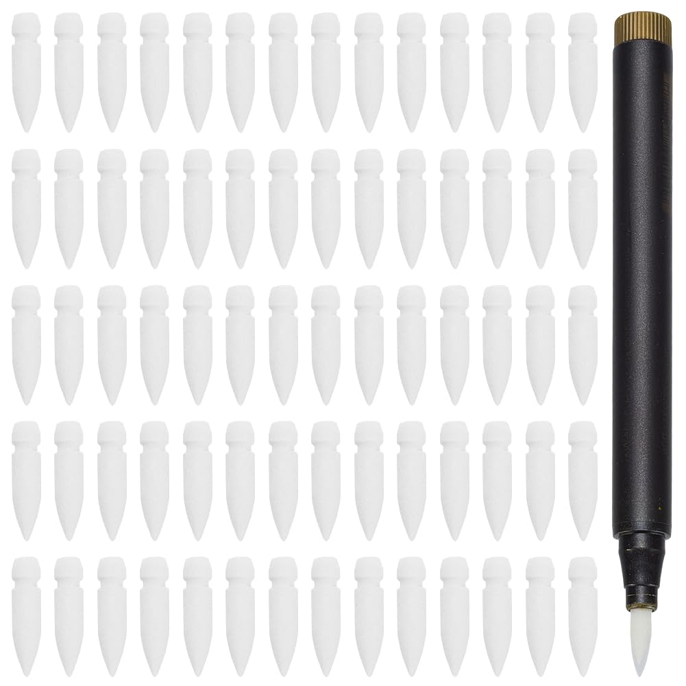 WEBEEDY 100 Pcs Marker Pen Brush Tip Replacement Refillable Paint Pen Nibs 4x17mm White Soft Tip for Drawing Writing Calligraphy Sketching Halloween Christmas DIY Art Projects