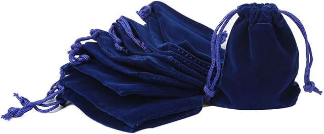 Shintop 10pcs Velvet Drawstring Bags, Velvet Pouches for Jewelry Gift Packaging (Blue)