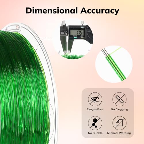 Image of AMOLEN 95A TPU 3D Printer Filament 1.75mm, High Hardness & Resilience TPU Transparent Green Filament, 1KG Flexible 3D Filament, Dimensional Accuracy + /- 0.02mm, Suitable for Most FDM 3D Printers