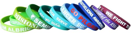 Miniatura 3 de Pulseras de silicona impresas personalizadas, paquete de 100 pulseras de goma personalizables, personalizables para motivación, promociones,