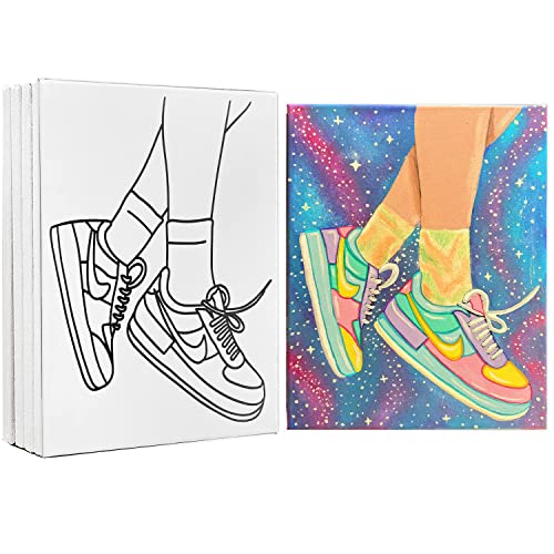 Indigo Art Studio Pre Drawn Canvas Painting for Adults Kids Couples | 4-40 PACK Discounted Bundle Art Activity | Sneakers #2 | DIY Birthday Gift & Sip and Paint With Twist Party Favor | 11×14
