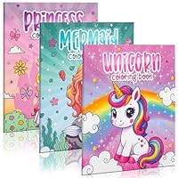 ZICOTO Fun Coloring Books for Kids Set of 3 – Cute Princess, Unicorn & Mermaid Coloring Book for Girls Ages 4–8 – Easy to Color Gift with Magical Themes for Your Creative Little Princess