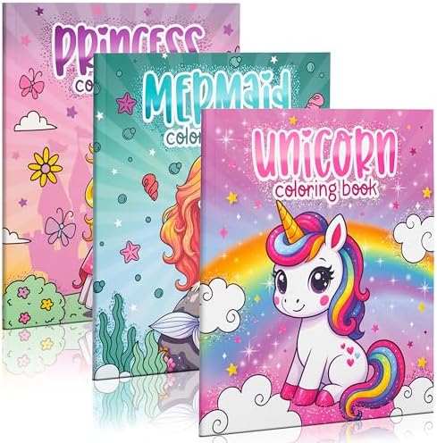ZICOTO Fun Coloring Books for Kids Set of 3 – Cute Princess, Unic...