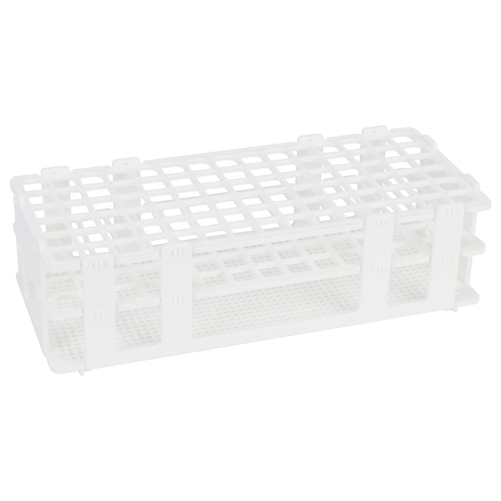 stonylab Test Tube Rack, 13 mm 90-Place White Plastic Holder Stand Rack, 3-Tier Design and Detachable, for Laboratory Use
